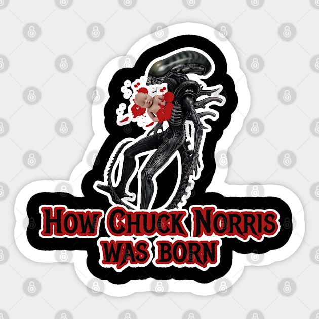 Alien Xenomorph how C.N. was born Sticker by woodsman